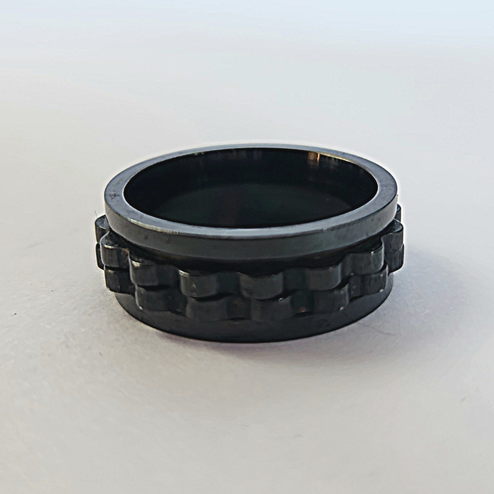 Fidget Spinner Ring Gunmetal Dark Gray Stainless Steel Size 8.5 Sensory Jewelry